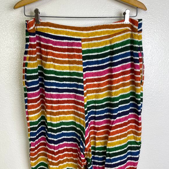 FARM Rio Anthropologie Rainbow Pants Womens Large Muilticolor Striped Jogger - Picture 3 of 11